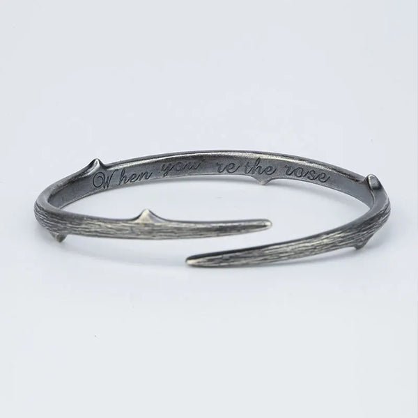 Hot Sell Vintage Black Thistles And Thorns Design Thai Silver Men Bangle Jewelry For Man Christmas Gifts No Fade