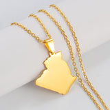 Anniyo 2.9cm Algeria Map Pendant Necklaces for Women Men Ethnic Jewelry Stainless Steel Algérie #316221