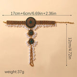 Ethnic Vintage Crystal Decoarion Bracelet For Women Bijoux Ethnic Handmade Metal Beads Tassel Hand Bracelets Jewellery