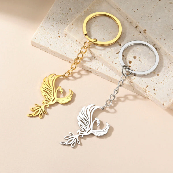 Skyrim Phoenix Pendant Stainless Steel Keychain Men's and Women's Couple Fashion Party Birthday Gift Jewelry Gift New 2025