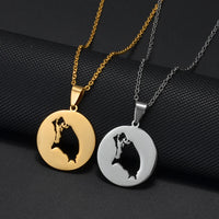 Anniyo 2.5CM Round Antigua and Barbuda Pendant Necklaces Stainless Steel Jewelry for Women Girsl #518262