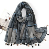 Ethnic Printed Cotton Hijab Viscose Tassels Scarf For Muslim Woman Hijabs Shawls Lady Soft Long Wraps Islim Headband Turban