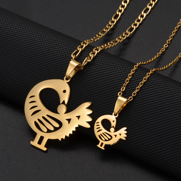 Anniyo African Ancient Symbols Gye African Ancient Pendant Necklaces for Women Men Stainless Steel Jewelry #517962