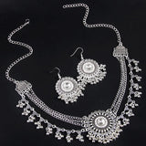 New Rhinestone Jewelry Sets Metal Beads Tassel Multilayer Necklace Earrings Set For Women Bijoux Statement Collar Necklace Set