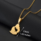 Anniyo 2.6CM Mauritius Map Anas Theodori Pendant Necklaces for Women Girl Mauritius Duck Jewelry #541962