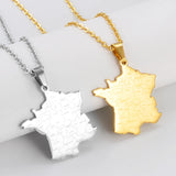 Anniyo Française Map Pendant Necklaces for Women Girls France French Jewelry Stainless Steel #320801
