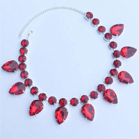 New Fashion Red Rhinestone Necklace Jewelry Women's Luxury Shiny Evening Party Crystal Necklace Jewelry Body Accessories
