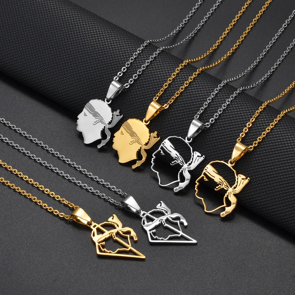 2025 NWE Corsica Flag Pendant Necklaces Sardinia Jewelry for Women Girl Stainless Steel Corse Sardegna #120462