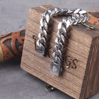 Never Fade Stainless Steel Vikings Bracelets For Men Blank Color Punk Curb Cuban Link Chain Bracelets with gift wooden box