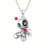 Halloween Curse Doll Necklace Earring for Women Creative Cartoon Gothic Red Heart Doll Jewelry Accessories Halloween Party Gifts
