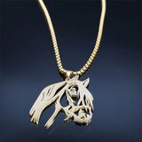 Horse Head Pendant Necklace for Women/Men Stainless Steel Animal Horse Accessories Chain Necklaces Jewelry colar masculino N2026