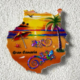 Gran Canaria Island, cultural and creative tourist souvenirs by the sea, sunset, gecko 3d home decoration refrigerator magnets