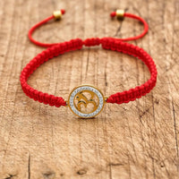 Handmade Red Rope Knots Pave Zircon OM Braided Bracelet Buddhist Lucky Charm Bracelets & Bangles For Women Men Gift