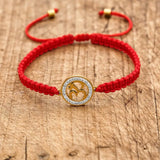 Handmade Red Rope Knots Pave Zircon OM Braided Bracelet Buddhist Lucky Charm Bracelets & Bangles For Women Men Gift