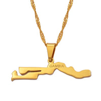 Anniyo  Gambia Map Pendant Necklaces African Jewelry Gambian Items  @000221