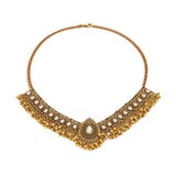 New Fashion Indian Bollywood Traditional Crystal Wedding Temple Choker Necklace Earrings Jewelry Set