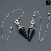 Natural Stone Crystal Reiki Pendulum Rose Quartz Amethysts Hexagonal Cone Shape Charm for Jewelry Making Necklace Accessories