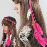 Fashion Boho Style Feather Headband Hairpiece Beads Feather Headdress Handmade Girls Hair Accessories High Quality