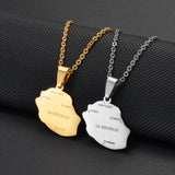Anniyo 2.3cm Reunion Map Pendant Necklaces Réunion Jewelry France for Women Girls #368021