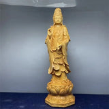 Natural Solid wood Sculpture Guanyin, Buddha Tathagata Statue ,Chinese Buddhist Figures Home Room Office Feng Shui Statues
