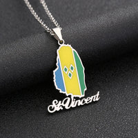 2024 New fashion stainless steel Saint Vincent Map necklace for men and women geometric titanium steel pendant ethnic style coll