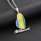 2024 New fashion stainless steel Saint Vincent Map necklace for men and women geometric titanium steel pendant ethnic style coll
