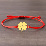 Stainless Steel Bracelets Trendy Clover Hand Braided Lucky Black Red Rope Fashion Charm Bracelet For Women Jewelry Party Gifts