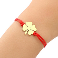Stainless Steel Bracelets Trendy Clover Hand Braided Lucky Black Red Rope Fashion Charm Bracelet For Women Jewelry Party Gifts