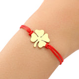 Stainless Steel Bracelets Trendy Clover Hand Braided Lucky Black Red Rope Fashion Charm Bracelet For Women Jewelry Party Gifts