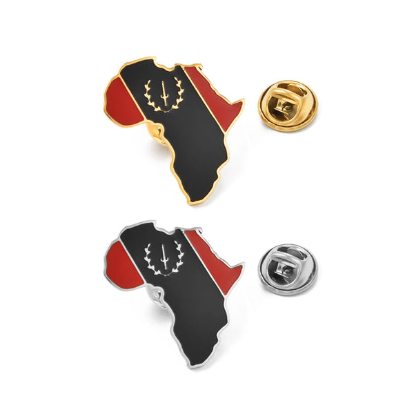 Anniyo 2.9CM African American Map Flag Brooch Stainless Steel Brooches Jewelry For Women Men #543662