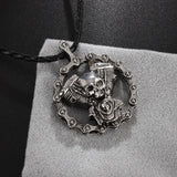Retro Devil Mask Pendant Japanese Samurai Style Punk Pendant Necklace Men's Gothic Halloween Jewelry Gift