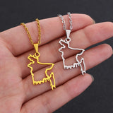 2024 new fashion stainless steel Bangladesh hollow map pendant necklace for men and women geometric titanium steel pendant natio