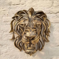 Large Lion Head Wall Mounted Art Sculpture Gold Resin Lion Head Art Wall Luxury Decor Kitchen Wall Bedroom