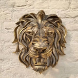 Large Lion Head Wall Mounted Art Sculpture Gold Resin Lion Head Art Wall Luxury Decor Kitchen Wall Bedroom