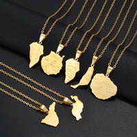 Anniyo Spain La palma Islands Map Pendant Neckalces For Women Girls Stainless Steel Ethnic Jewelry #514162