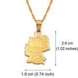 Anniyo Map Of Deutschland Necklace Pendants 45cm/60cm Chain For Women Gold Color Jewelry Germany Map German #007710