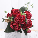 Silk Artificial Flower Rose Peony Bouque Home Decoration Bridal Holding Flower Wedding Decor Bouquet DIY Fake Flower Arrangement