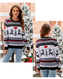 Christmas Knitwears Sweater Women Autumn And Winter New O Neck Long Sleeve Printed Fashion Casual Knitted Pullovers Feminina Top