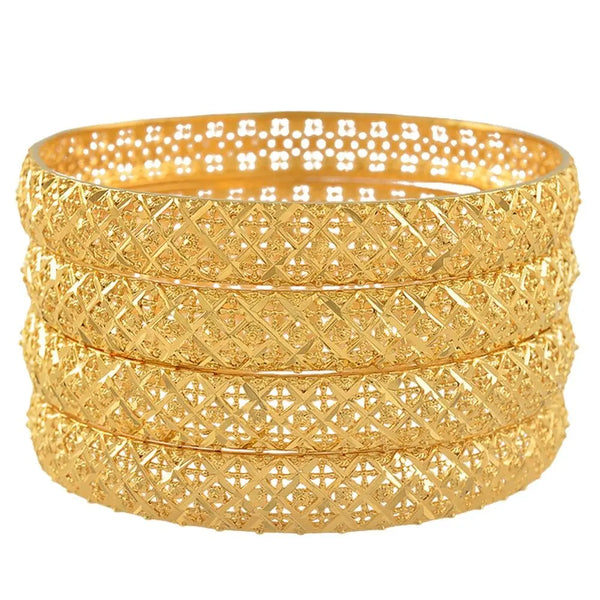 Anniyo 4 Pieces/Lot Wholesale African Bangle Ethiopian Gold Color Bracelets Style of Middle East Dubai Weeding Products @086306