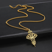 Lotus Flower Pendant Earrings Stainless Steel Unalome Lotus Necklace Choker Chakra Symbol Hindu Lotus Pendant Spiritual Jewelry