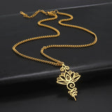 Lotus Flower Pendant Earrings Stainless Steel Unalome Lotus Necklace Choker Chakra Symbol Hindu Lotus Pendant Spiritual Jewelry