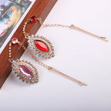 2024 Trend Big Crystal Pendant Forehead Chain Hairpin Hair Accessories Women's Ethnic Tiara Headpiece Tikka Indian Head Jewelry