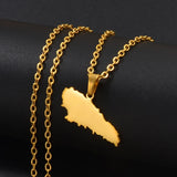 Anniyo Moheli Comoros Map Pendant Necklaces for Women Girls Stainless Steel Moili Mwali Jewelry #304901
