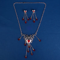 Halloween Bloody Rhinestone Necklace Set Earrings Heart Damage Bleeding Broken Women Jewelry and Accessories