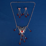 Halloween Bloody Rhinestone Necklace Set Earrings Heart Damage Bleeding Broken Women Jewelry and Accessories