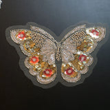 Fashion Luxury beaded sequin embroidery butterfly lace appliques for wedding dresses Rhinestone  applique parches ropa