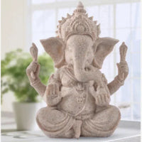 Handmade Sandstone Ganesha Buddha Elephant Statue Sculpture Figurine for Home Decoration  Living Room