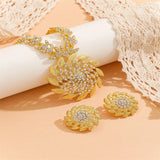 Fashion Sunflower  Earrings Necklace Wedding Jewelr Set Party Acceroies For Woman