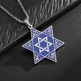 Official Authentic Stainless Steel Star of David Six-Pointed Star Pendant Necklace for Men Fashion Jewelry Party Jewelry