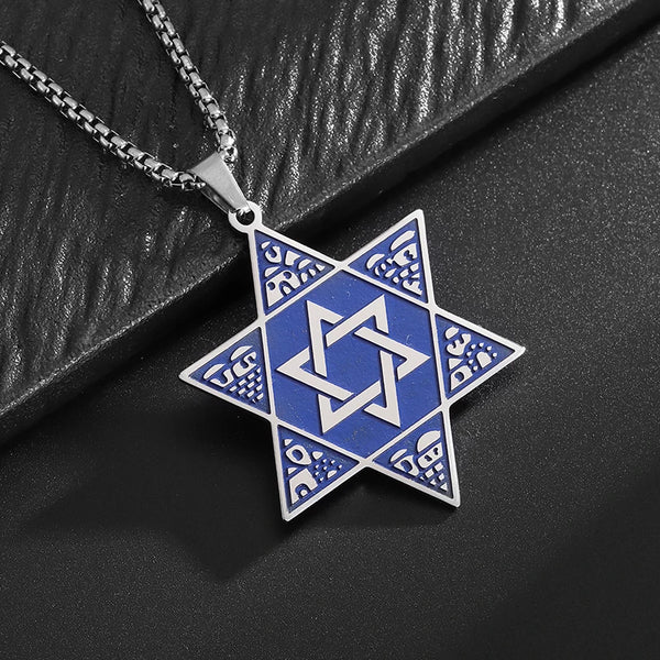 Official Authentic Stainless Steel Star of David Six-Pointed Star Pendant Necklace for Men Fashion Jewelry Party Jewelry